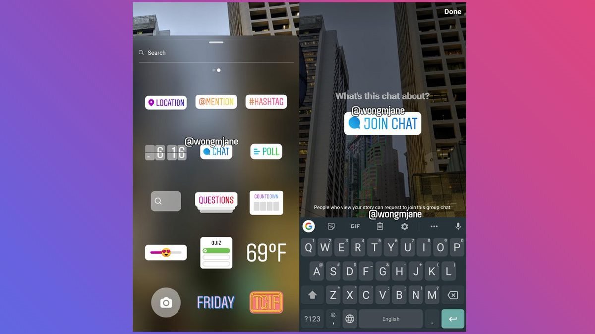 Instagram Join Chat Sticker