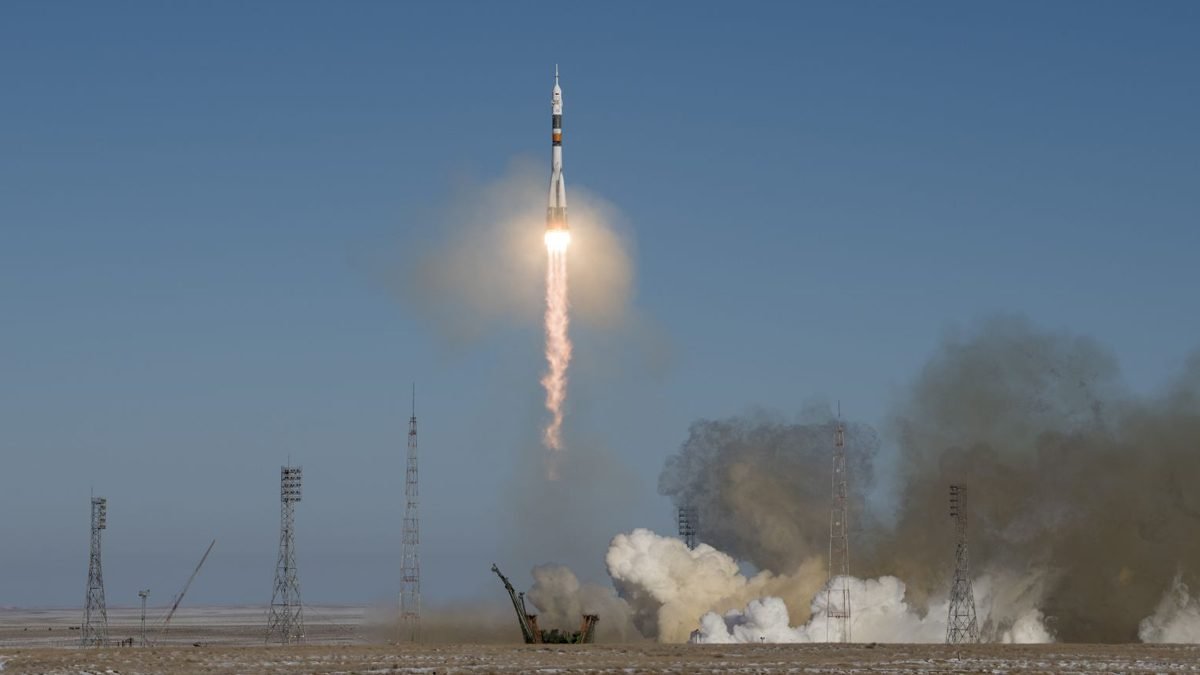 Soyuz MS-17 launched with three crew members destined for the ISS