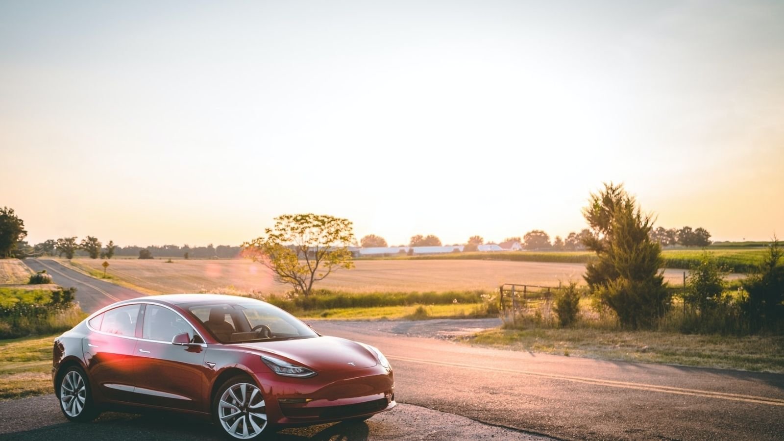 Red Tesla Car Scene