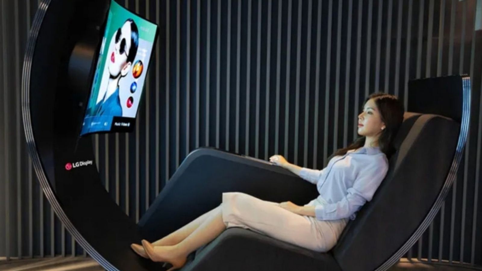 A Woman Watching On LG Display