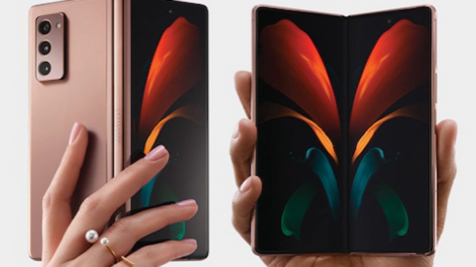 Samsung Foldable Phone In A Persons Hands