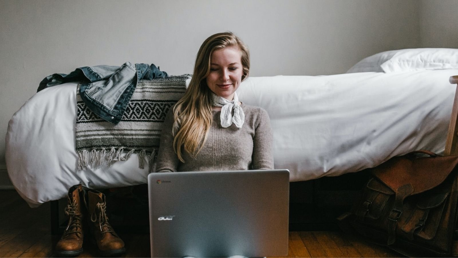 Woman Using Acer Laptop