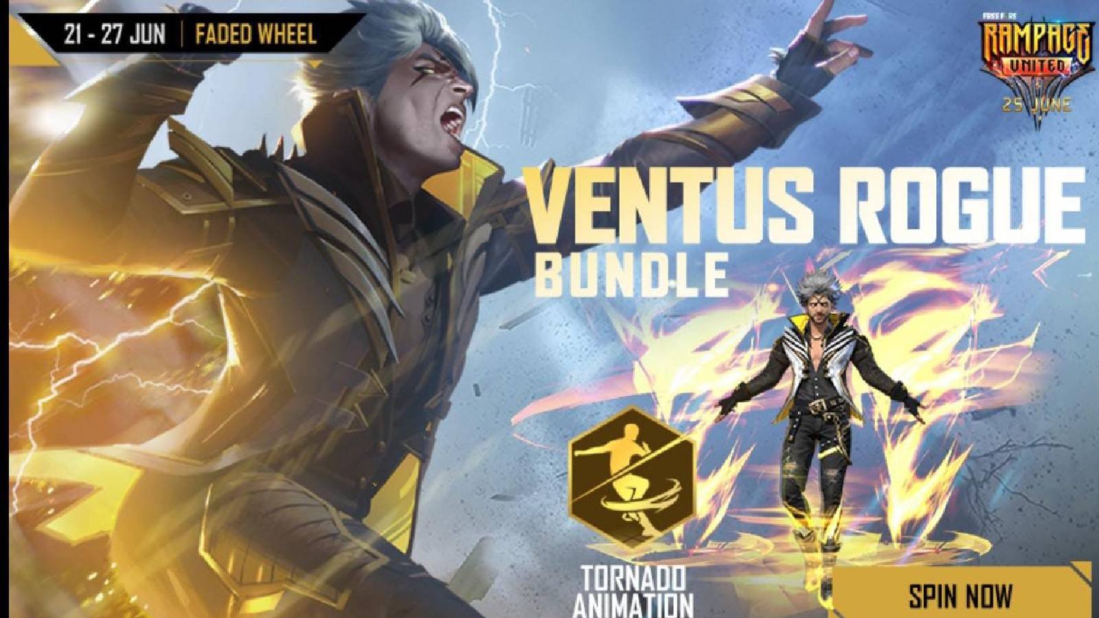 Free Fire new Ventus Rogue and Tornado faded wheel event