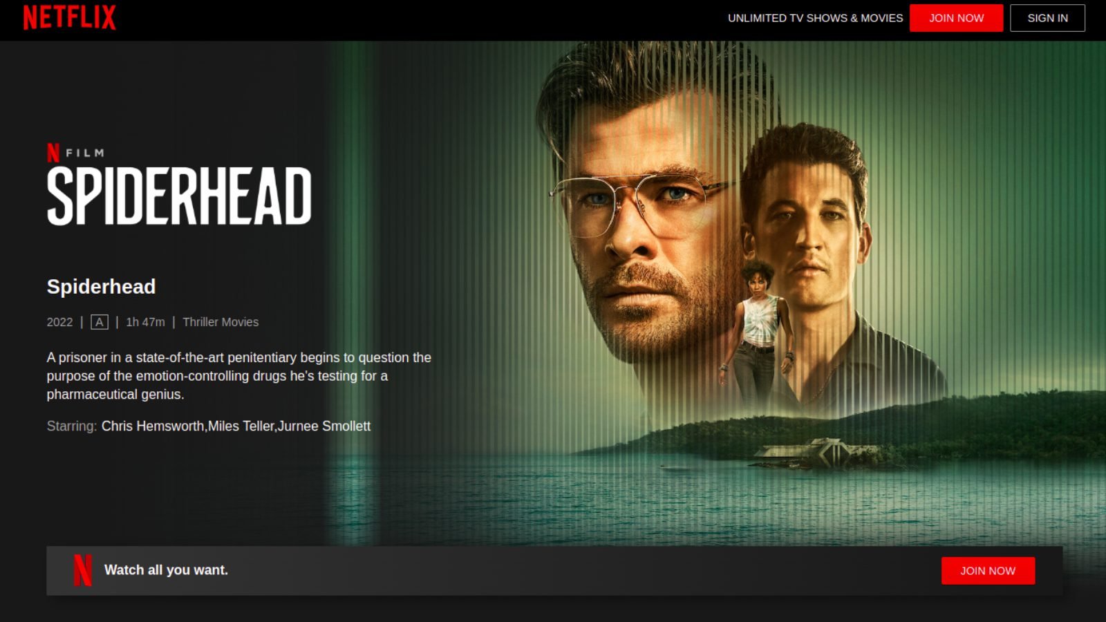 Spiderhead on Netflix