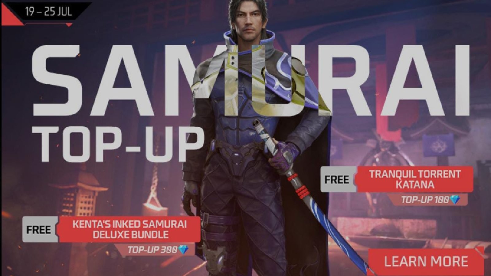 Free Fire Samurai Top-up event
