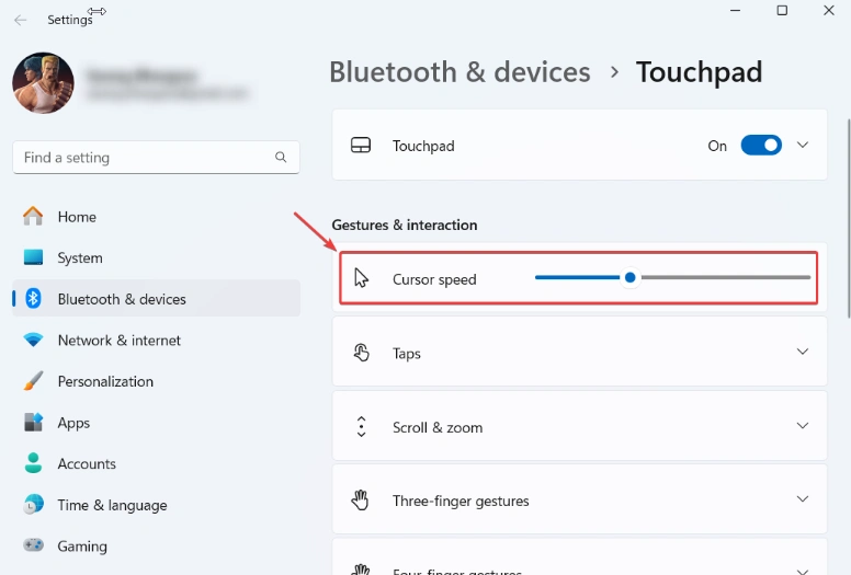 Touchpad Cursor Speed