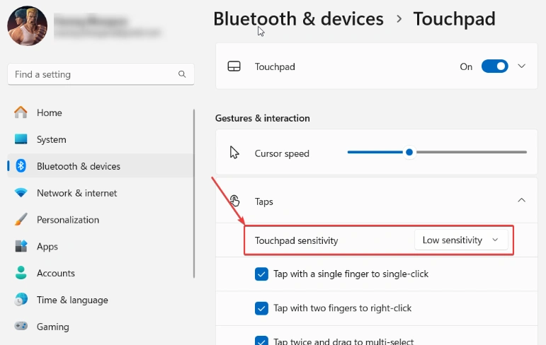 Touchpad Sensitivity