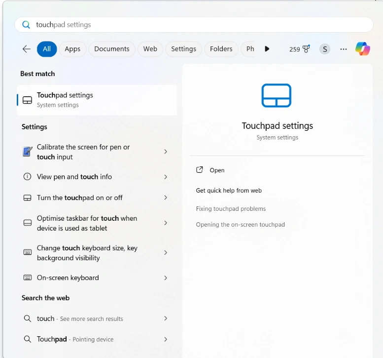 Touchpad Setting