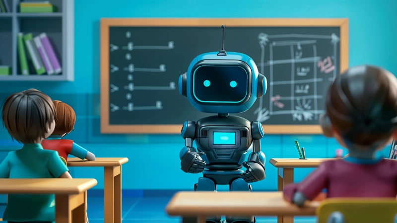 cartoon ai robot scene 1 AI Education for Educators