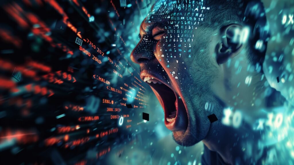 concept person suffering from cybersickness technology addiction