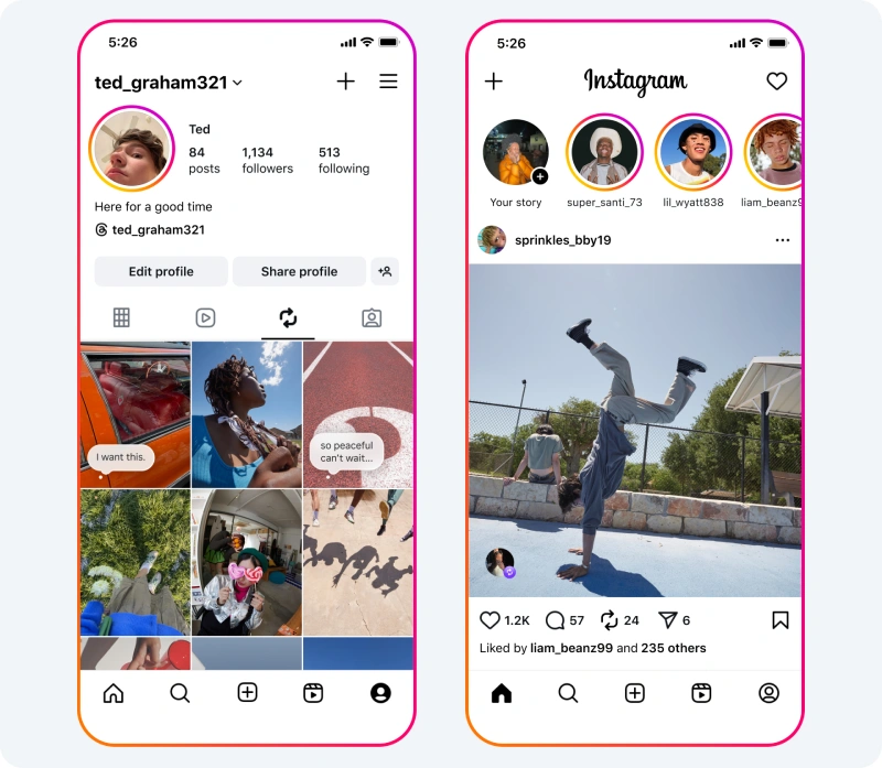 instagram UI instagram UI
