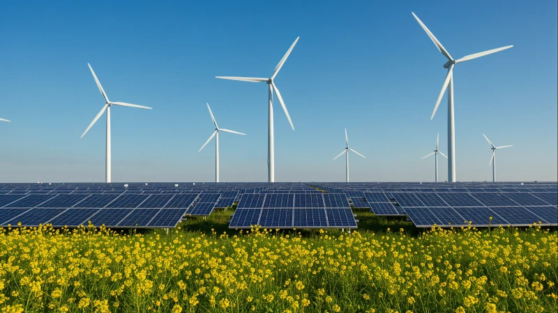 wind turbines solar panels field yellow flowers wind turbines solar panels field yellow flowers