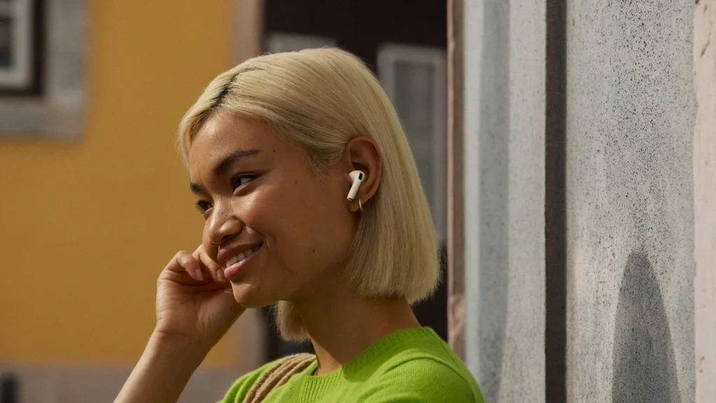 girl wearing airpods 3