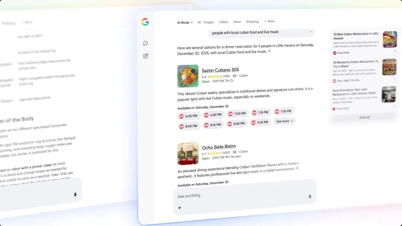food suggestions Gemini 3 Flash