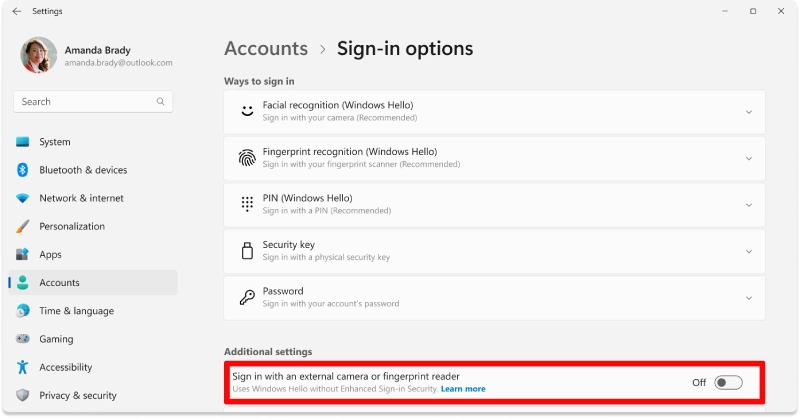 windows hello security windows 11 insider update
